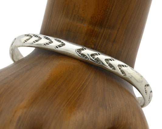 Navajo Bracelet .925 Silver Hand Stamped Arrow Head Signed Montoya C.80's