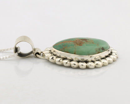 Navajo Necklace .925 Silver Kingman Turquoise Signed Native C.1980's