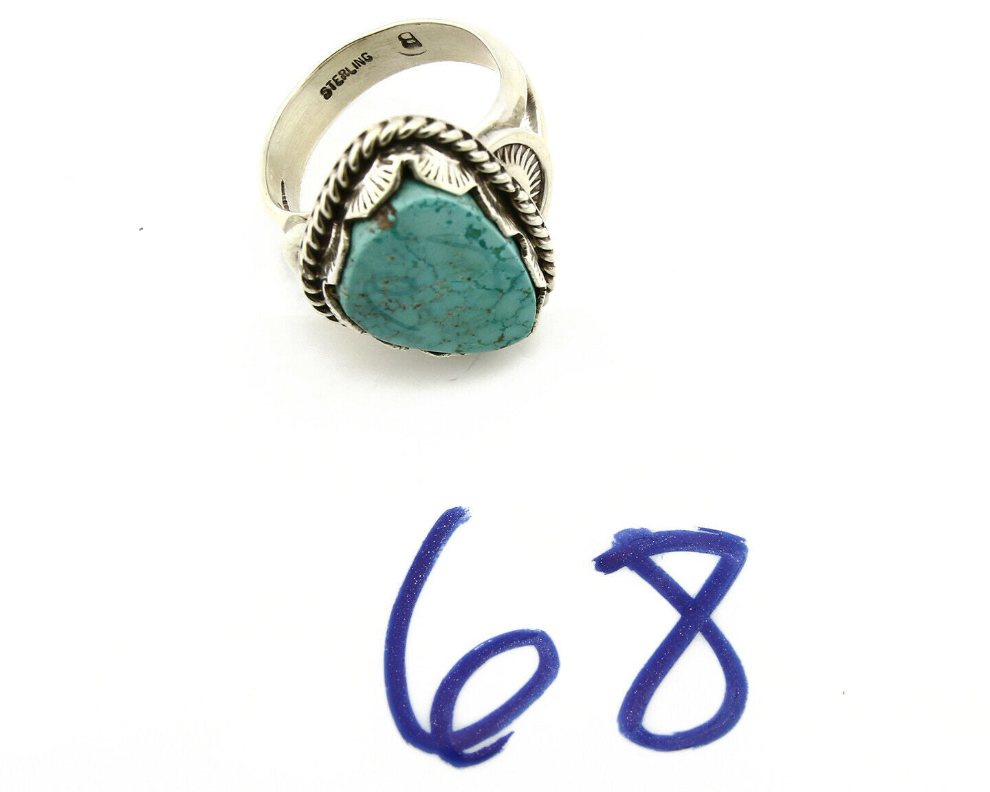 Navajo Turquoise Ring .925 Silver Handmade Signed Begay C.80's