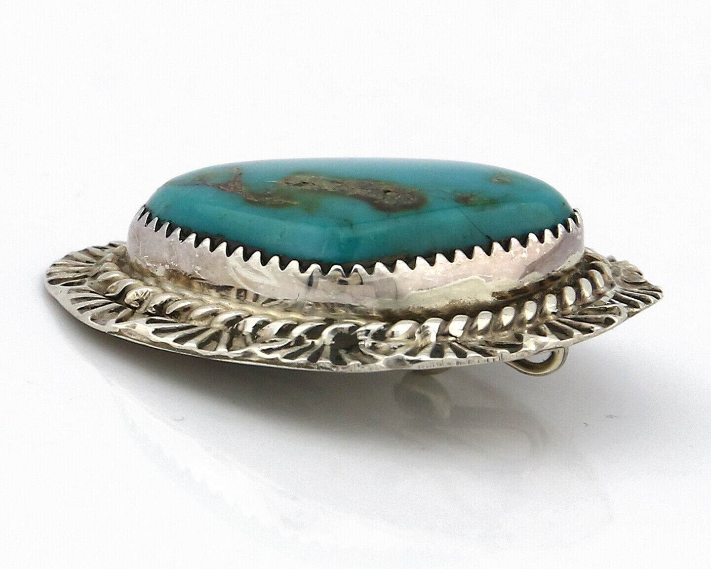 Navajo Pendant .925 Silver Royston Turquoise Native Artist C.80's