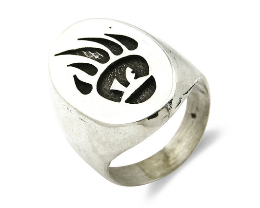 Navajo Ring .925 SOLID Silver Handmade Overlay Artist Native American 1980's
