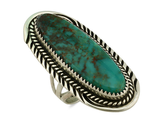 Navajo Ring .925 Silver Turquoise Mountain Artist Talhat C.80's