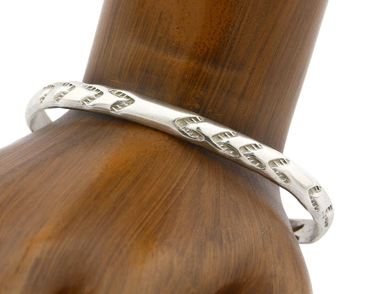 Navajo Bracelet .925 Silver Hand Stamped Arrow Head Artist V Montoya C.80's