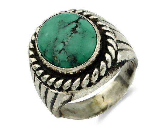 Navajo Ring .925 Silver Green Turquoise Artist Signed C Montoya C.80's