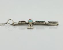 Zuni Handmade Cross Necklace 925 Silver Natural Gemstone Signed L. IULE C.80's