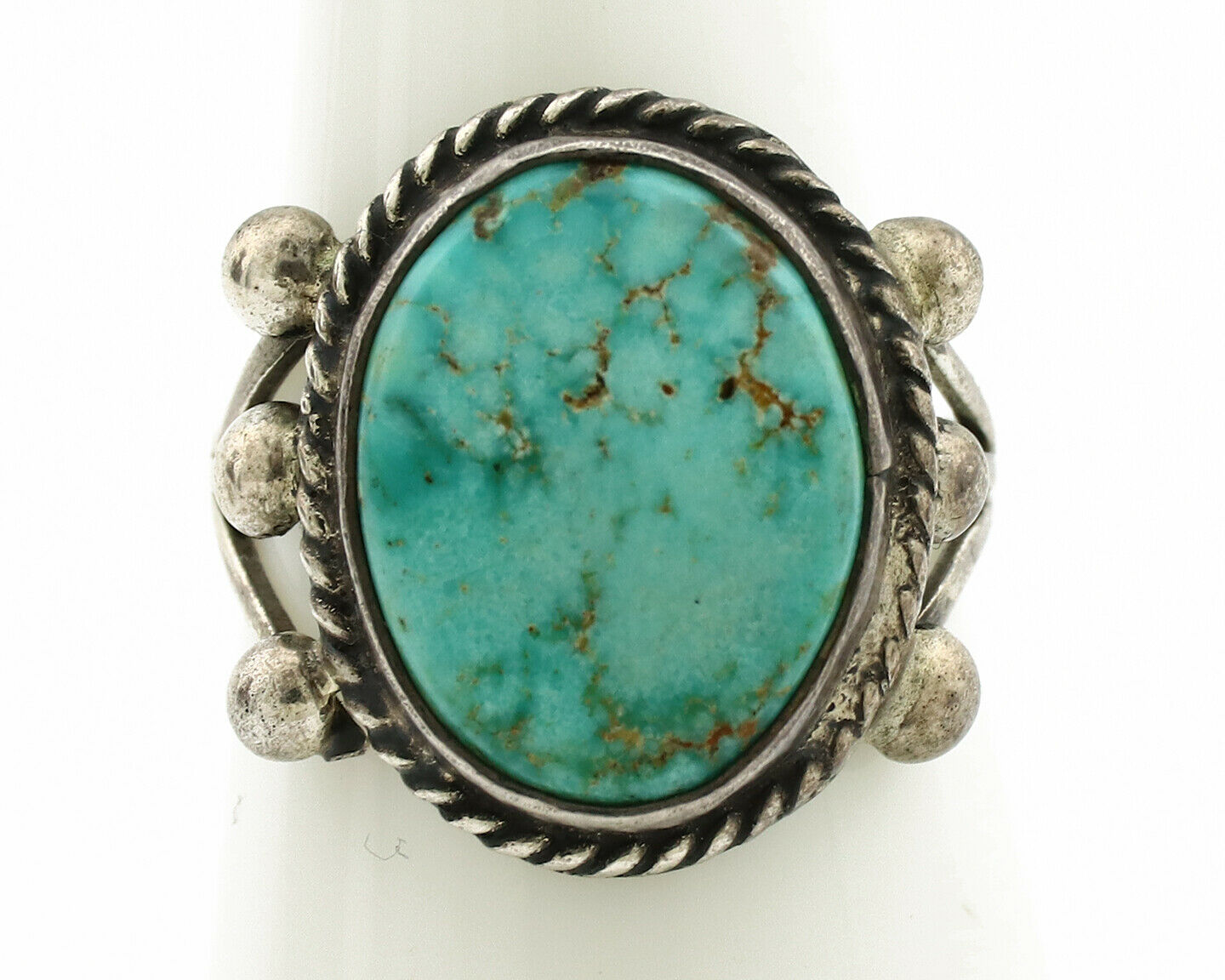 Navajo Ring .925 Silver Blue Turquoise Artist Signed MC C.1980's
