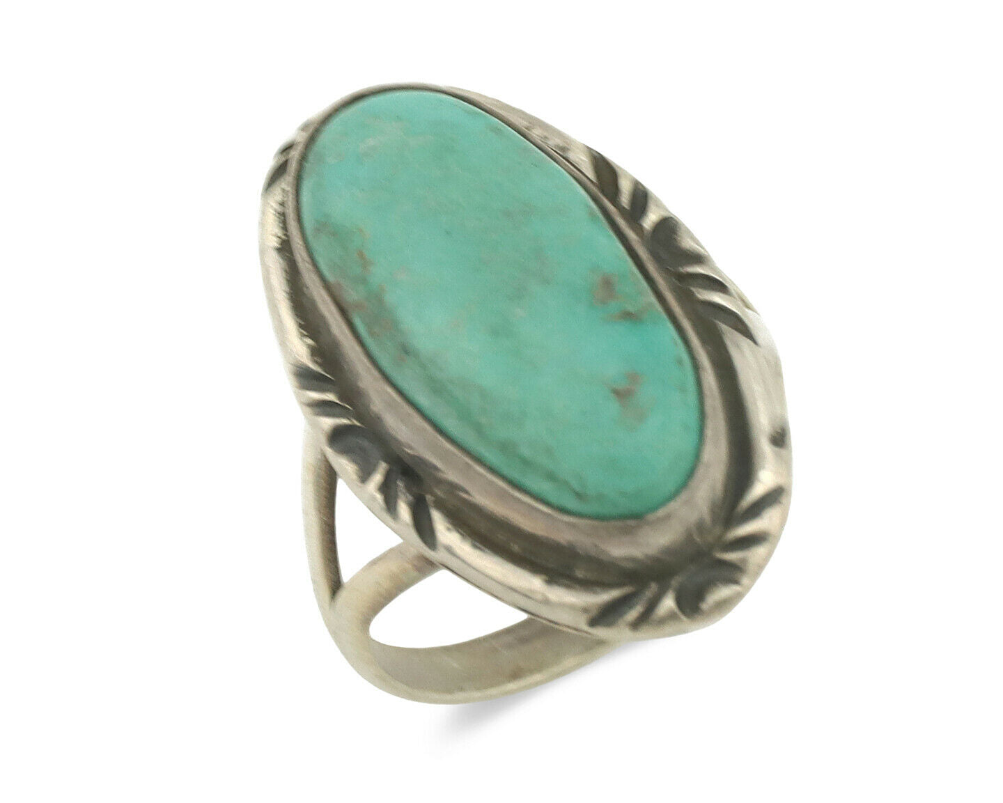 Navajo Ring .925 Silver Natural Turquoise Artist Signed Native American C.80's