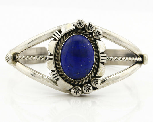 Navajo Bracelet .925 Silver Lapis Lazuli Cuff Signed RY C.90's Handmade