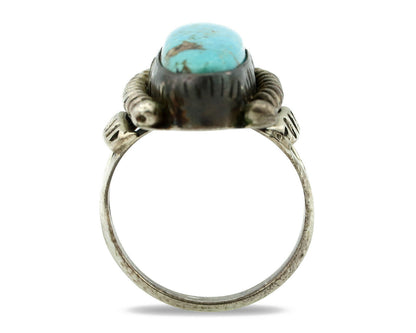 Navajo Ring .925 Silver Blue Turquoise Artist Signed P C.80's