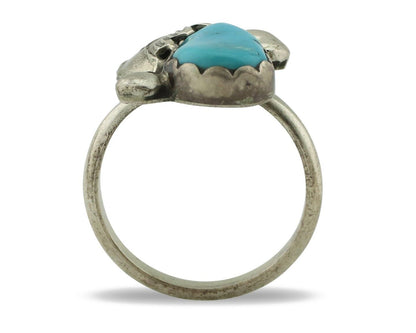 Zuni Ring 925 Silver Sleeping Beauty Turquoise Artist Signed Simplicio C.80's