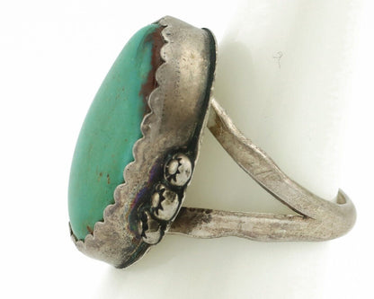 Navajo Ring .925 Silver Aqua Turquoise Native American Artist C.80's