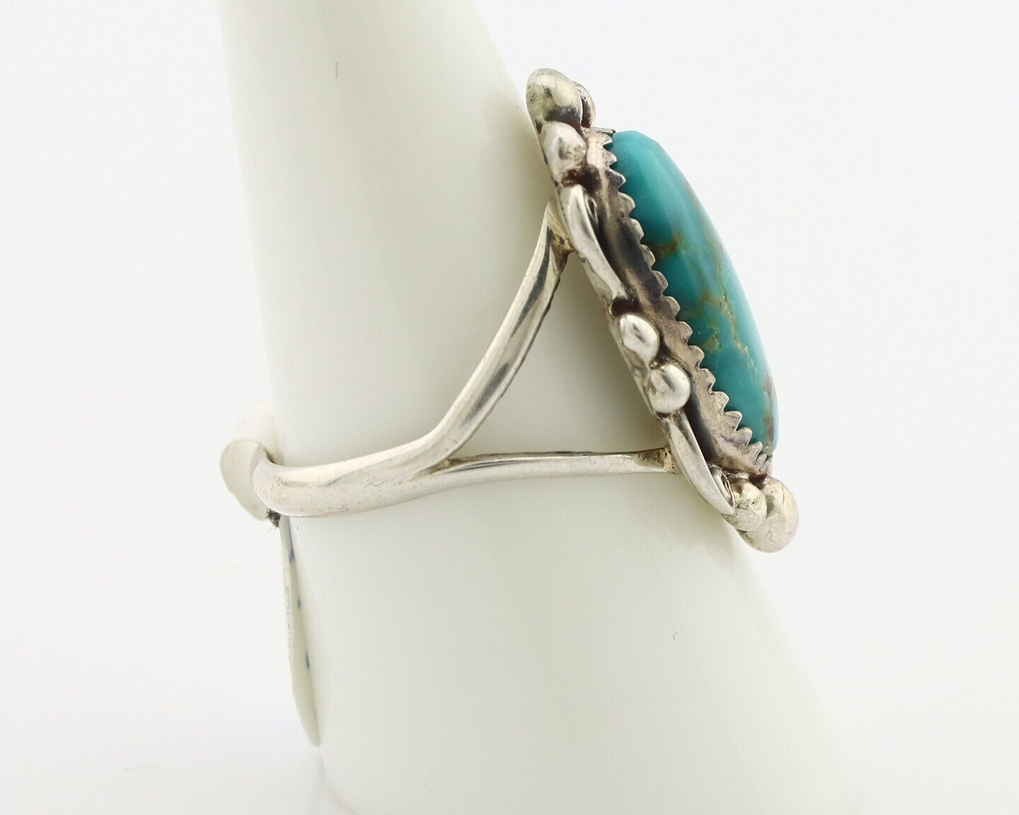 Navajo Ring .925 Silver Blue Gem Turquoise Artist Signed Billy Eagle C.80's