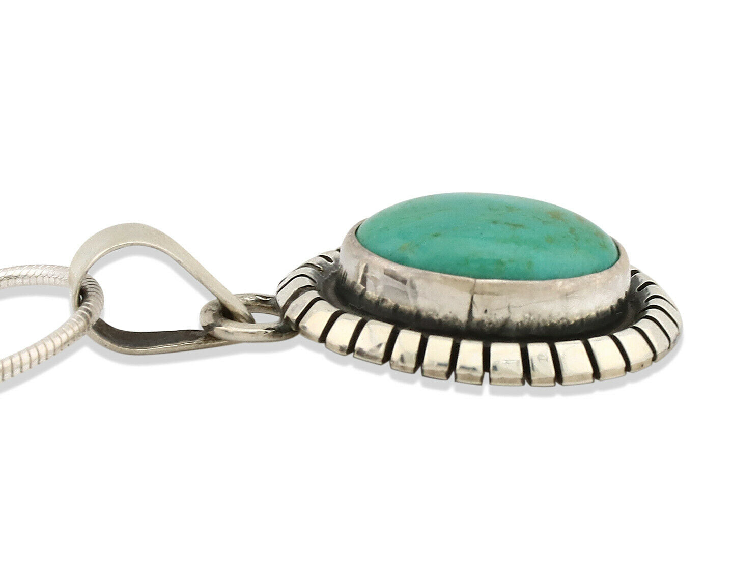 Navajo Necklace .925 Silver Kingman Turquoise Native American C.1980's