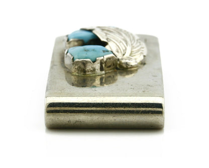 Zuni Money Clip .925 Silver & Nickle Sleeping Beauty Turquoise Artist Native C90
