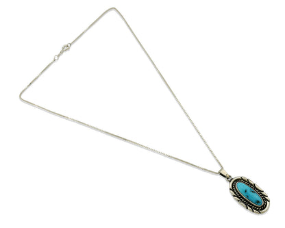 Navajo Necklace 925 Silver Sleeping Beauty Turquoise Signed M Montoya C.80's