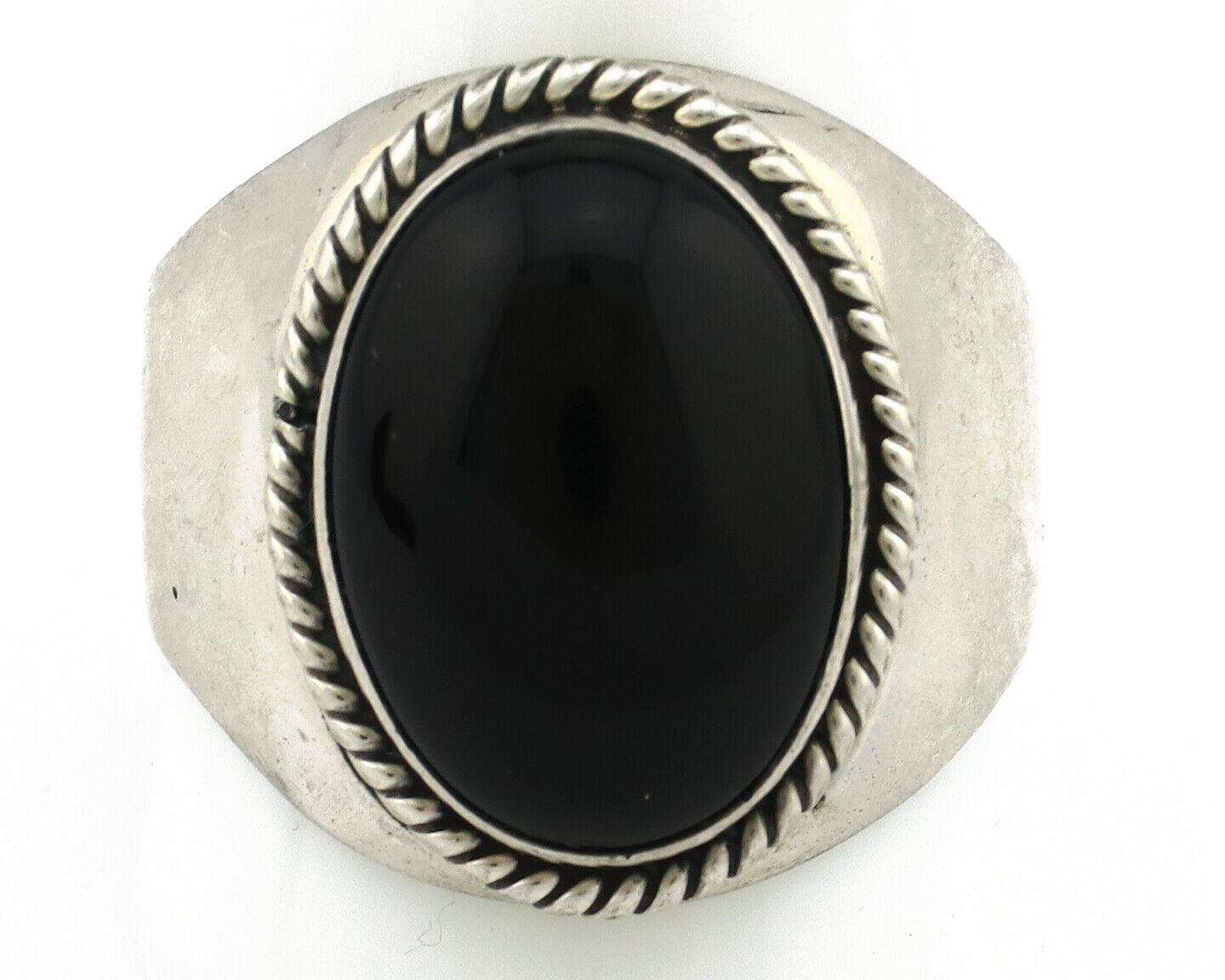 Navajo Ring .925 Silver Black Onyx Native American Artist C.80's