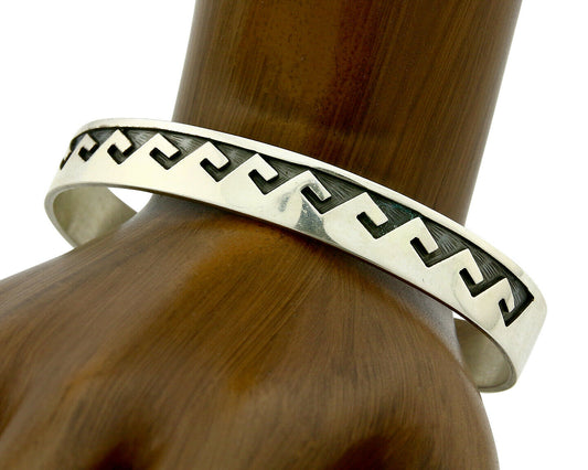 Navajo Bracelet Overlay Design .925 SOLID Sterling Silver Signed Artist SC C.80s