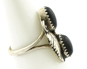 Navajo Ring 925 Silver Natural Mined Onyx Artist Signed T Thomas C.80's