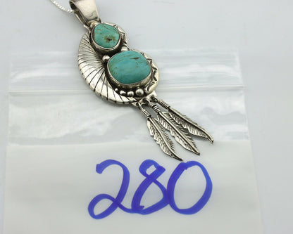 Navajo Necklace .925 Silver Kingman Turquoise Artist Signed Apache Mfg C.80's