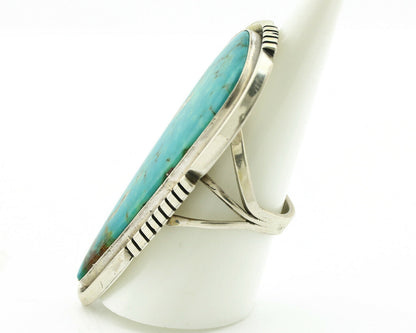 Navajo Ring .925 Silver Kingman Turquoise Signed Doug Zachary C.80's