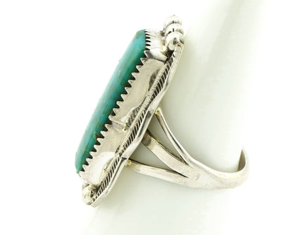 Navajo Ring .925 Silver Natural Aqua Turquoise Signed Apache C.80's