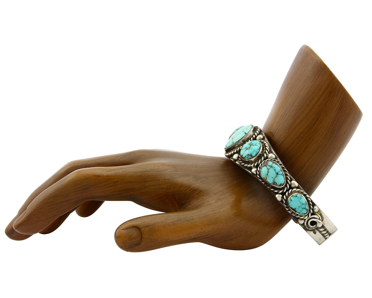 Navajo Natural Blue Turquoise Bracelet .925 Silver Signed PE C.80's