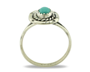Navajo Ring .925 Silver Natural Blue Turquoise Artist Signed SN C.80's