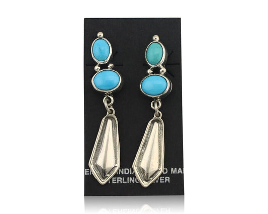 Navajo Earrings 925 Silver Natural Blue Turquoise Native American Earrings C80's