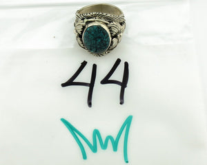 Navajo Ring 925 Silver Natural Spiderweb Turquoise Artist Signed NEZ C.80's