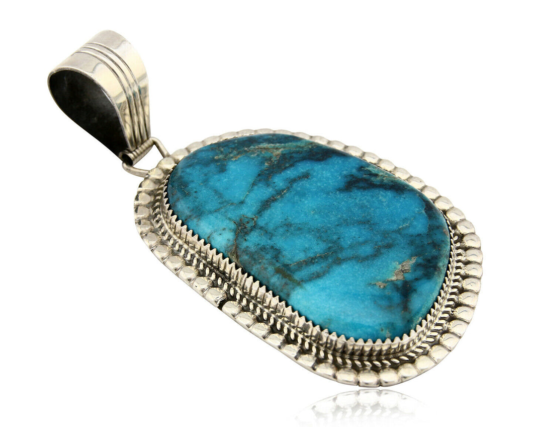 Navajo Pendant .925 Silver Blue Turquoise Signed Artist LTB C.80's