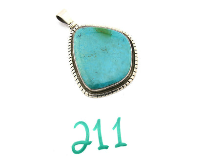 Navajo Pendant .925 Silver Kingman Turquoise Artist Signed Tipi C.80's