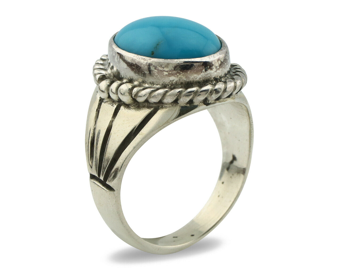 Navajo Ring .925 Silver Blue Southwest Turquoise Native Artist C.80's