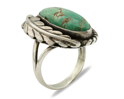 Navajo Ring .925 Silver Natural Turquoise Signed Native Artist C.80's
