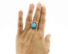 Navajo Ring .925 Silver Blue Turquoise Artist Signed Anna Begay C.1980's