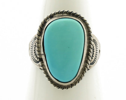 Navajo Ring .925 Silver Blue Turquoise Native American Artist C.1980s