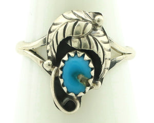 Navajo Ring .925 Silver Blue Gem Turquoise Native American Artist C.80's