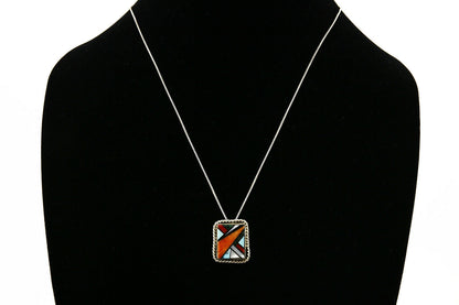 Women's Navajo Pendant Inlaid Gemstone .925 Silver Signed Doug Zachary