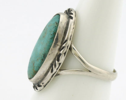 Navajo Ring .925 Silver Kingman Turquoise Native Artist Signed C.80's