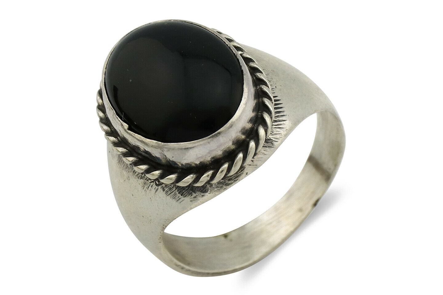 Navajo Ring .925 Silver Black Onyx Native American Artist C.80's