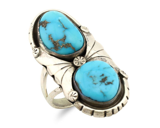 Navajo Ring 925 Silver Bisbee Turquoise Artist Signed Mike Platero C.80's