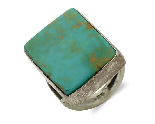 Navajo Ring .925 Silver Kingman Turquoise Artist Signed Gecko C.80's