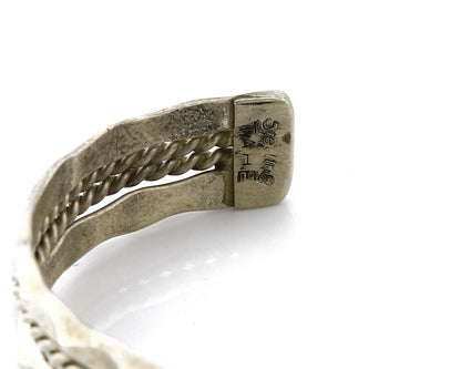 Women's Navajo Bracelet .925 Silver Hand Stamped Signed TAHE C.1980's