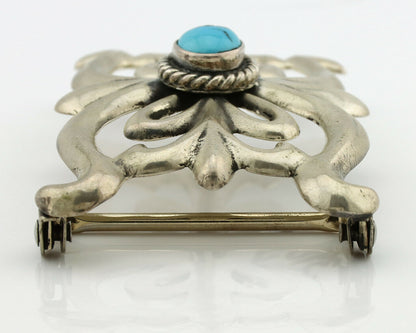 Navajo Belt Buckle .925 Silver Natural Blue Turquoise Native Artist C.1980's