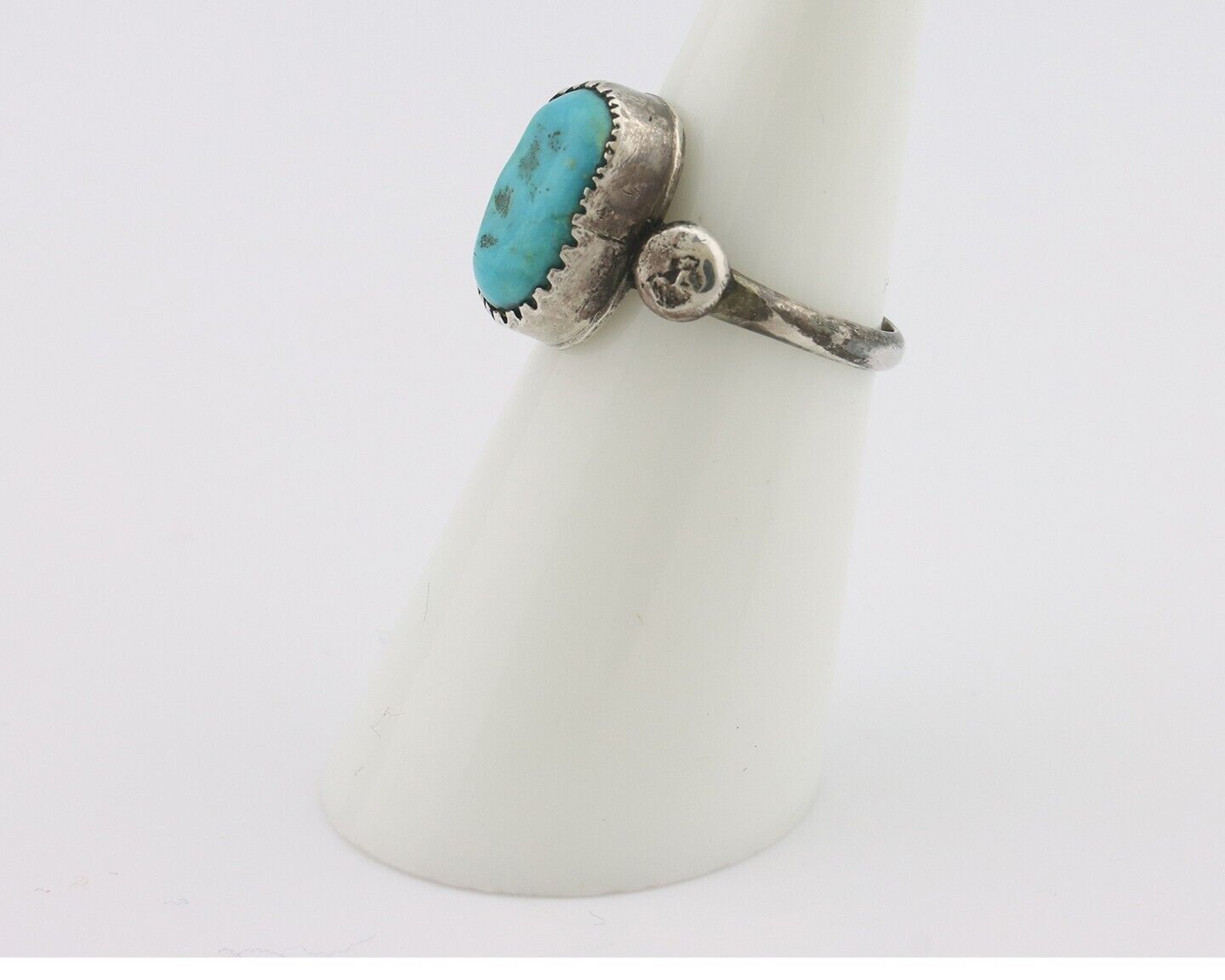 Navajo Handmade Ring 925 Silver Kingman Turquoise Native Artist C.80's