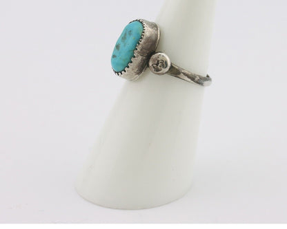 Navajo Handmade Ring 925 Silver Kingman Turquoise Native Artist C.80's