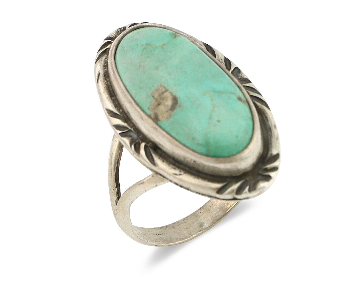 Navajo Ring .925 Silver Kingman Turquoise Artist Signed Gecko C.90's