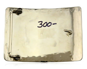 Navajo Handmade Belt Buckle .999 Nickle Silver Chromite Artist Signed Tipi C80's
