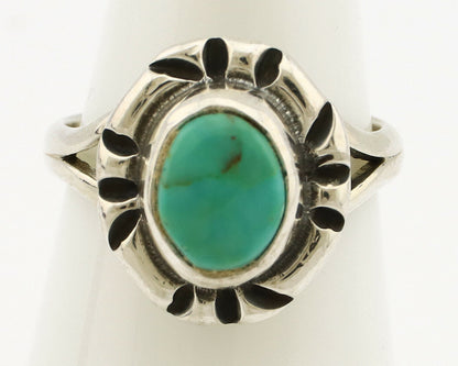 Navajo Ring .925 Silver Kingman Turquoise Artist Signed Gecko C.90's