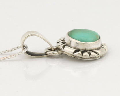 Navajo Necklace .925 Silver Kingman Turquoise Signed Gecko C.1980's