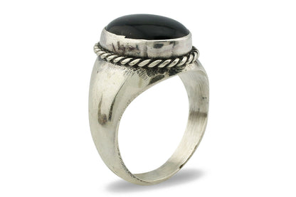 Navajo Ring .925 Silver Black Onyx Native American Artist C.80's